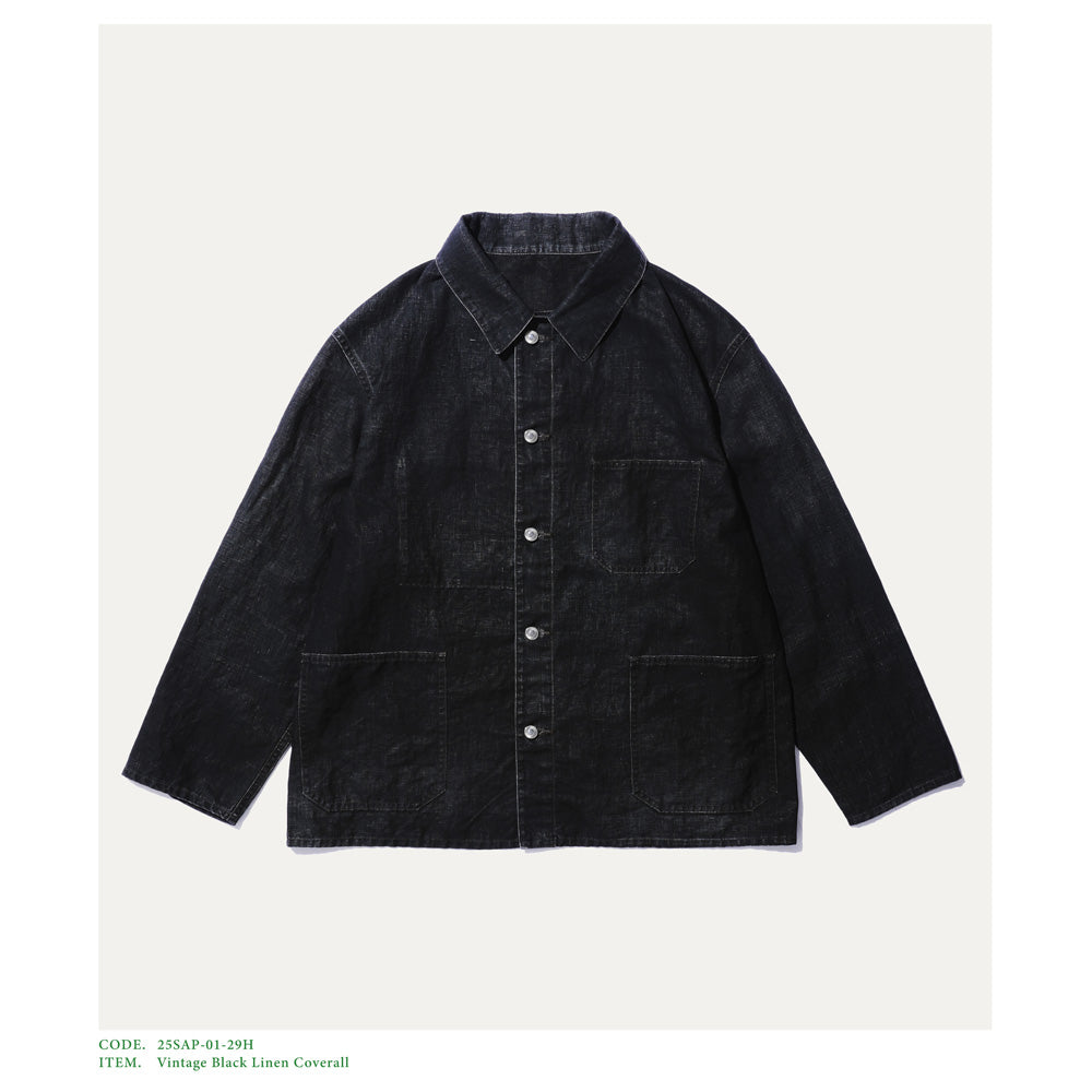 Vintage Black Linen Coverall