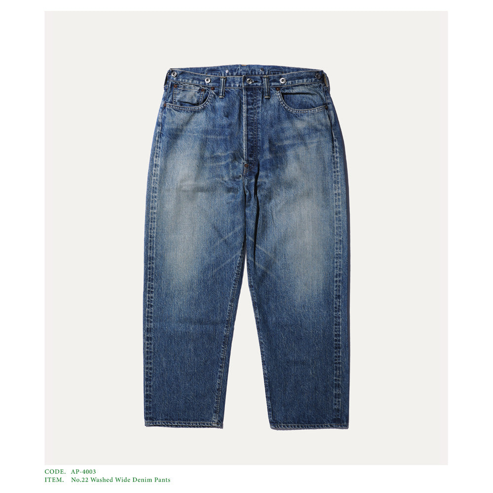 A.PRESSE No.22 Washed Wide Denim Pants AP-4003 (AP-4003) | A 