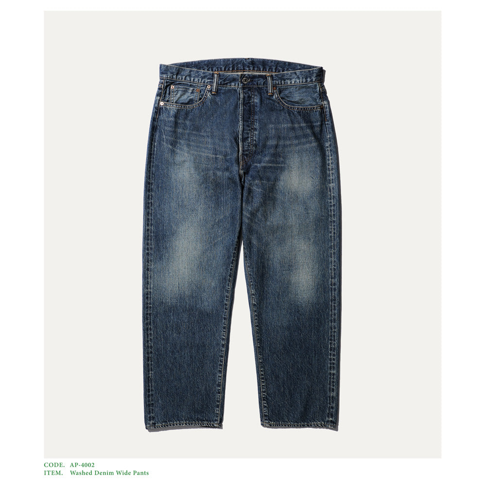 A.PRESSE (ア プレッセ) Washed Denim Wide Pants AP-4002 (AP-4002 