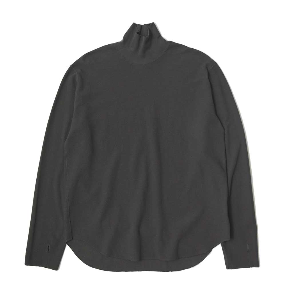 HIGH NECK LONG SLEEVE TEE <over dye> - 26/1 BD Micro Waffle -</over>