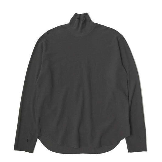HIGH NECK LONG SLEEVE TEE <Over Dye> - 26/1 BD Micro Waffle -