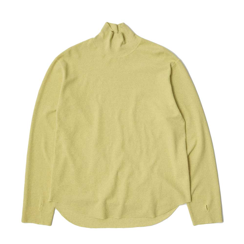 HIGH NECK LONG SLEEVE TEE <over dye> - 26/1 BD Micro Waffle -</over>