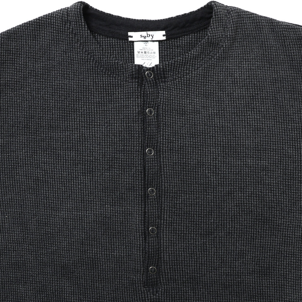 WAFFLE HENRY NECK SHIRTS - Pigment Stone Wash -