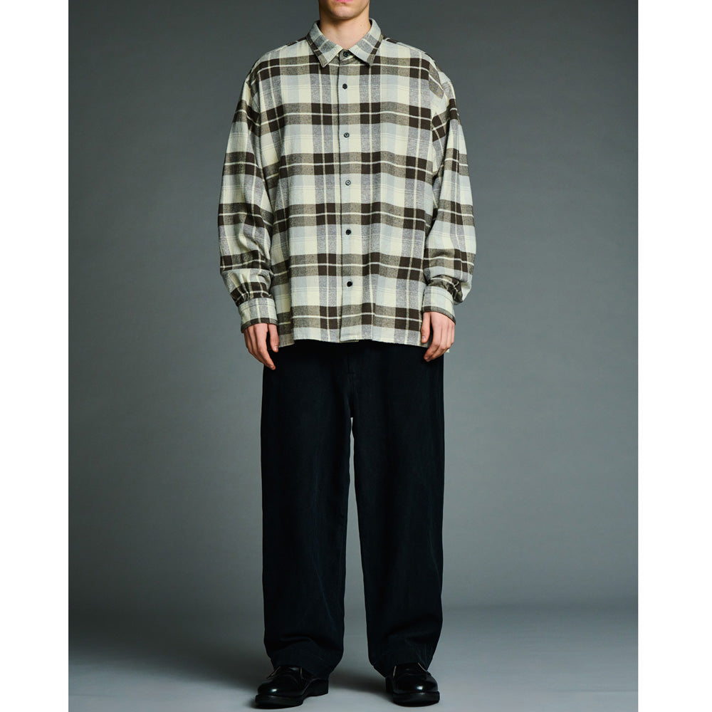 Vintage Cotton Silk Nep Twill Check Shirts (GRAY) 8/22 pre-order