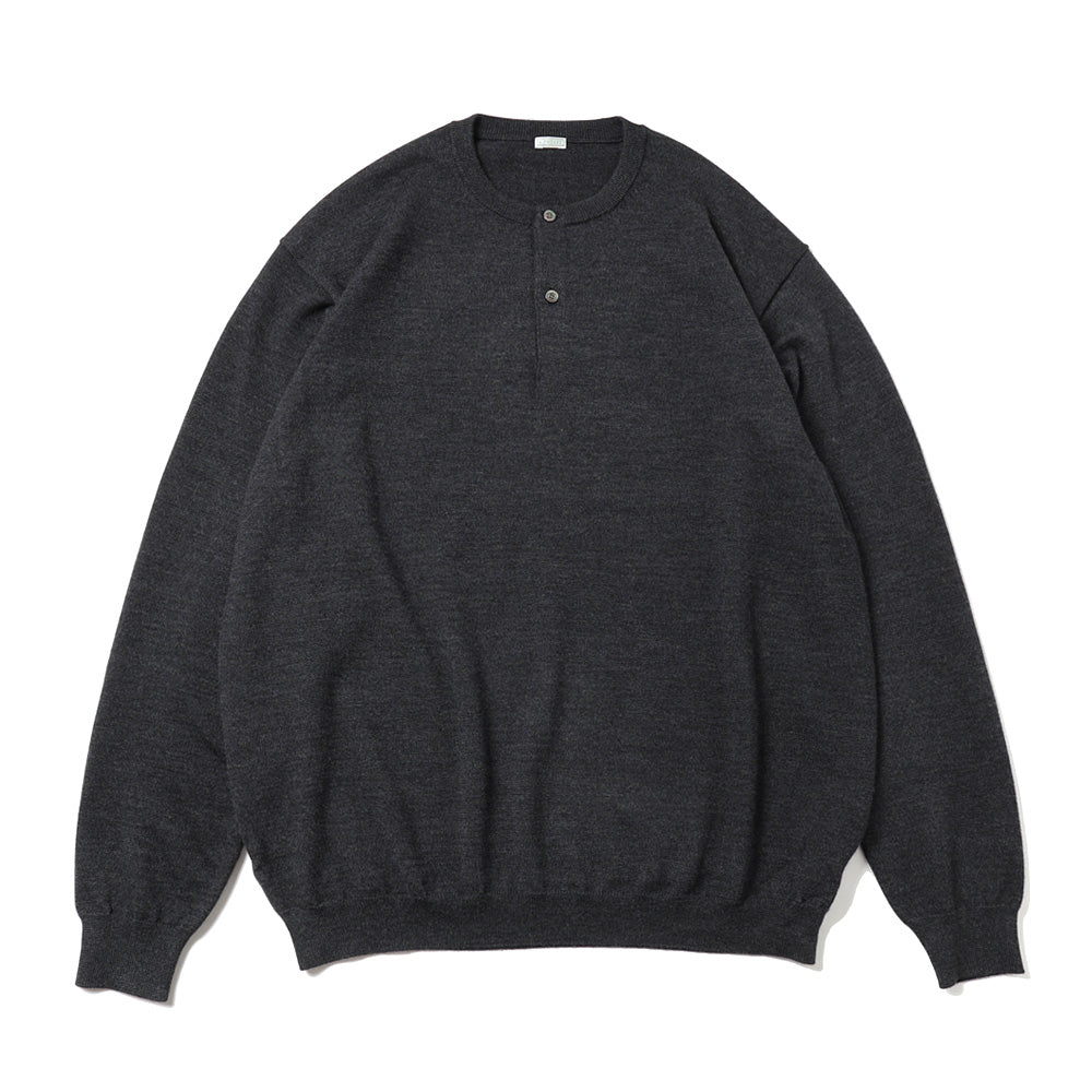 Wool Knit Henley Neck Sweater pre-ordered until August 22