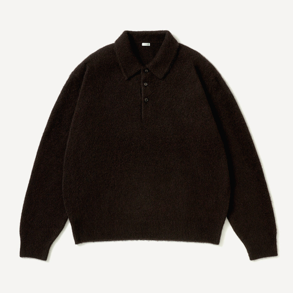 Brushed Cashmere Middle Gauge Polo Collar Sweater