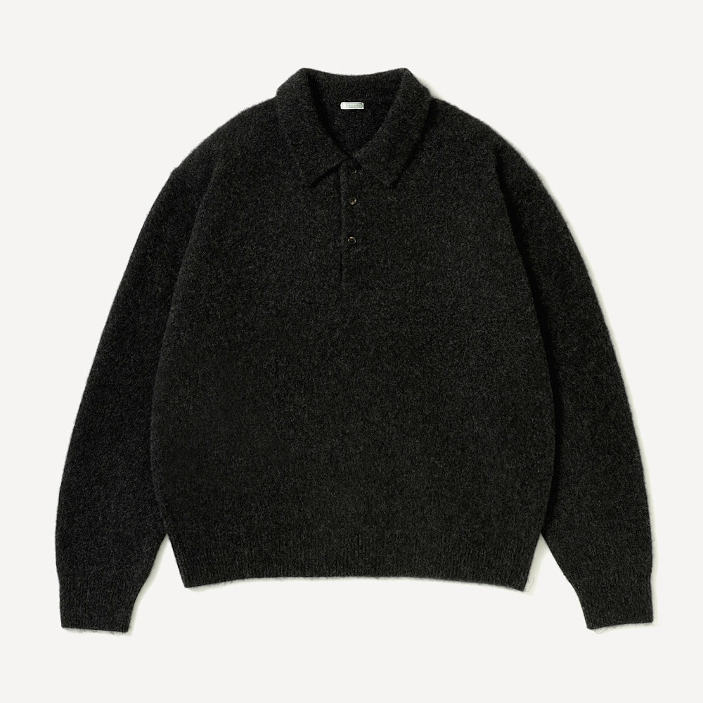 Brushed Cashmere Middle Gauge Polo Collar Sweater