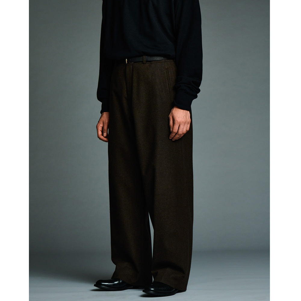 Wool Flannel Wide Trousers
