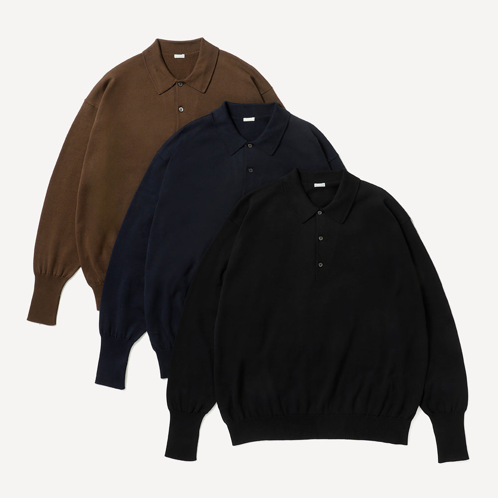 A.PRESSE (ア プレッセ) Cotton Knit L/S Polo Shirts 26SAP-03-03