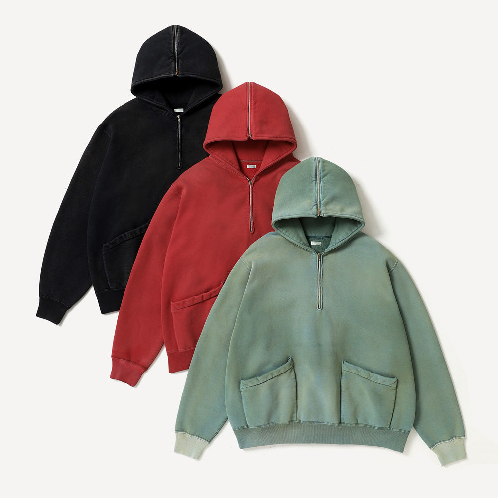 Vintage Sailor Hood Half Zip Sweatshirt