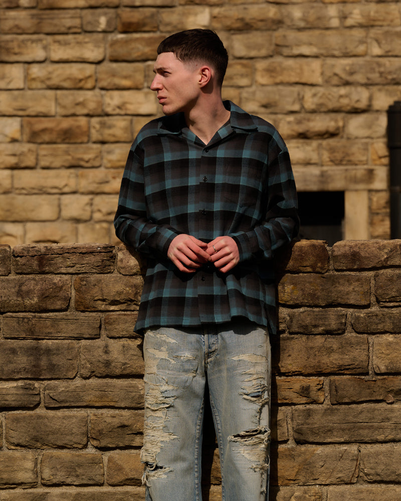 CR Flow Ombre Check Open Collar L/S SH