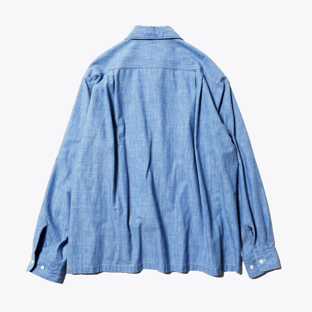 Unlikely Open Collar Work Chambray with Flower