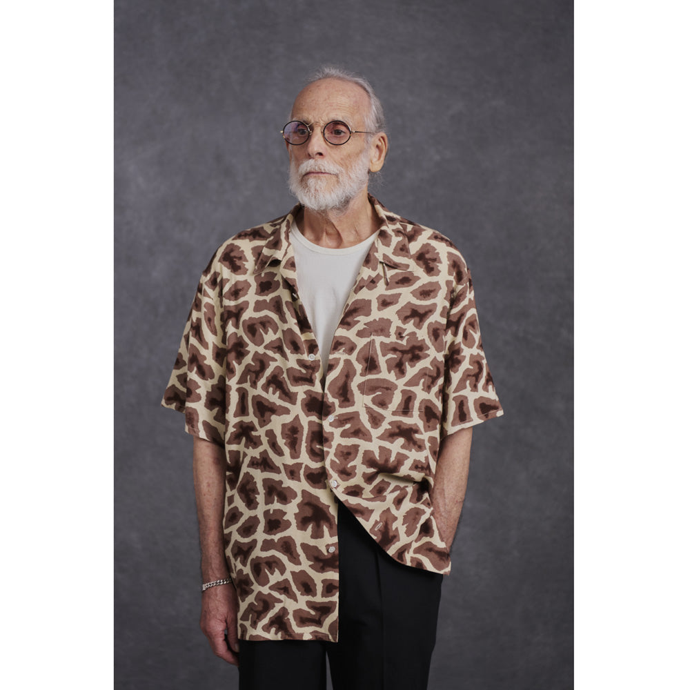 ORIGINAL PRINTED OPEN COLLAR SHIRTS (Giraffe) Short-sleeve