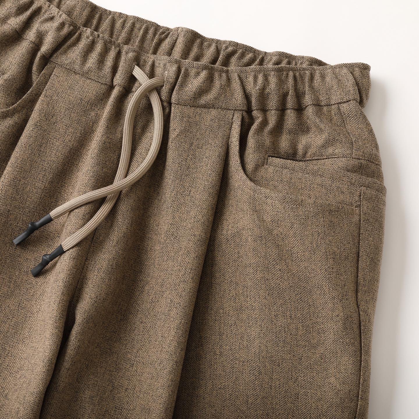 WIDE TAPERED EASY PANTS(WOOL HERRINGBONE)