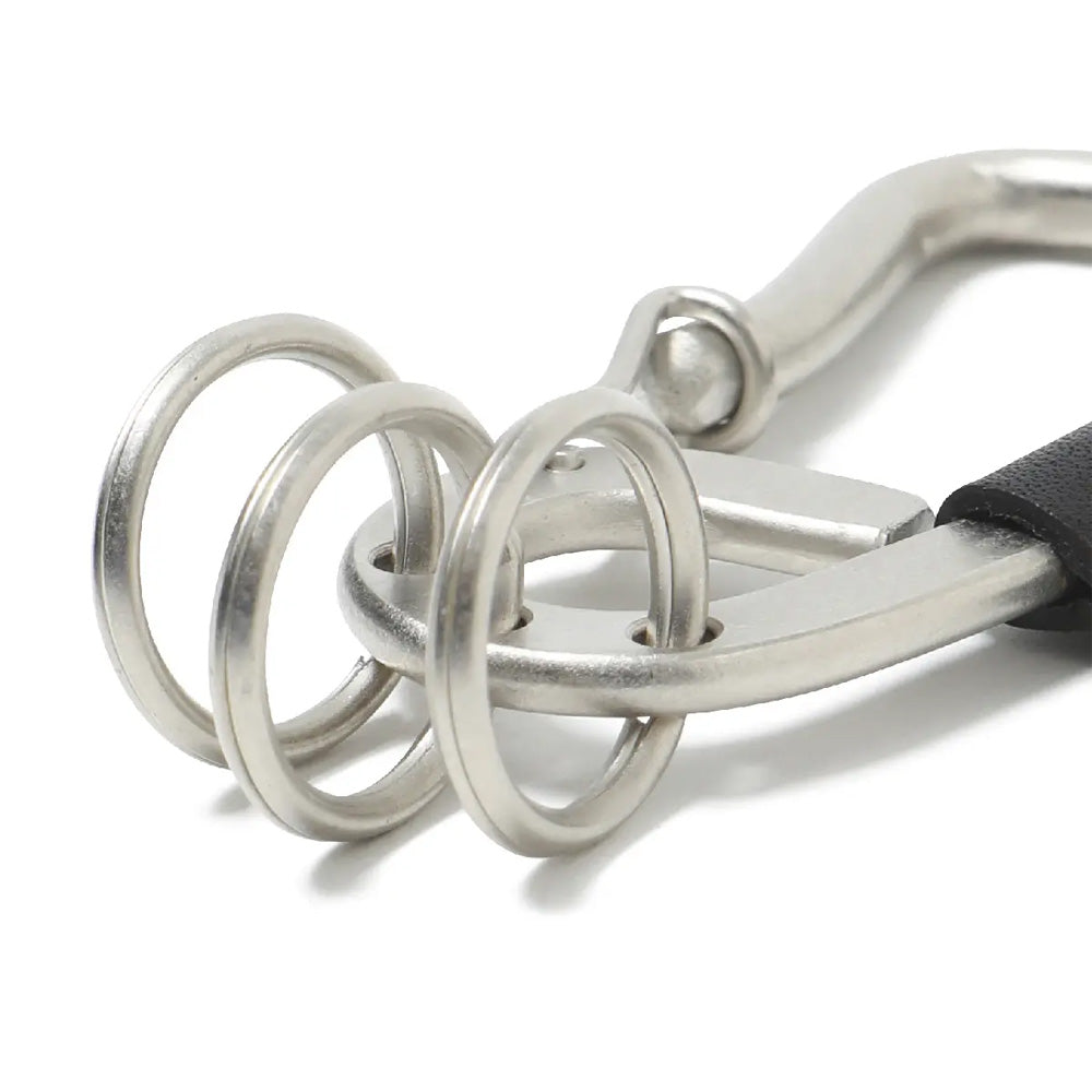 CARABINER KEY RING L with COW LEATHER