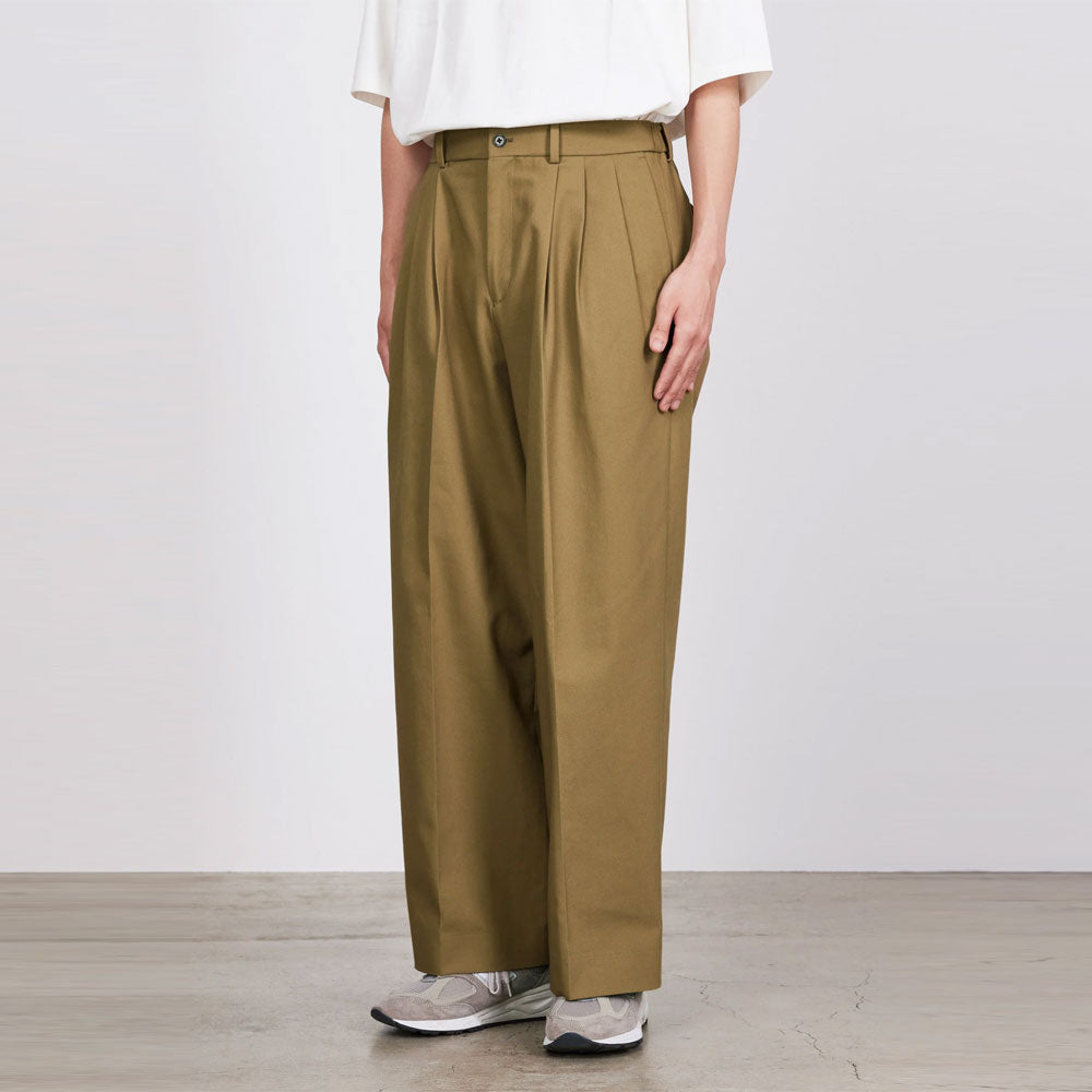 TRIPLE PLEATED WIDE TROUSERS ORGANIC COTTON SURVIVAL CLOTH