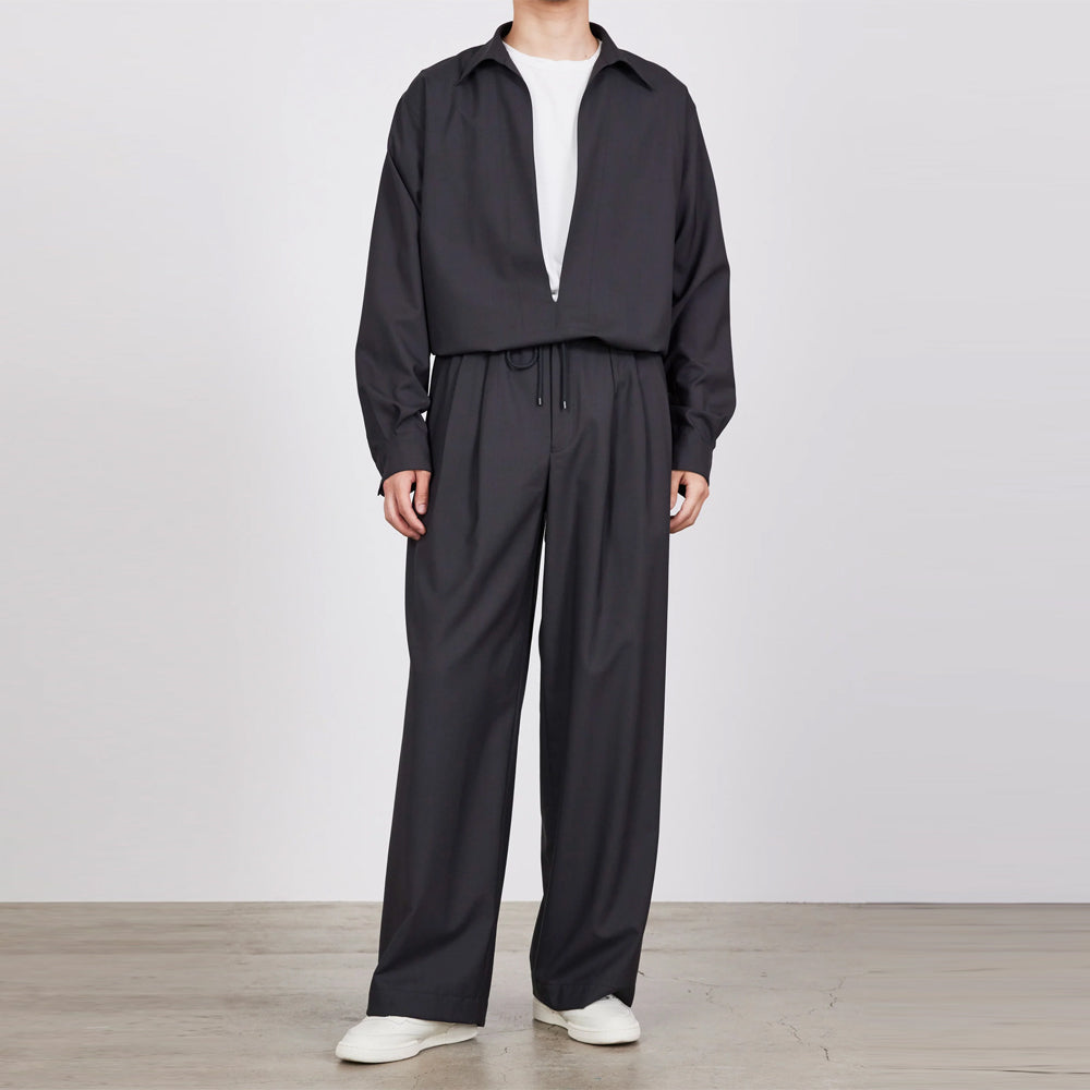 TRIPLE PLEATED EASY TROUSERS ORGANIC WOOL 2/80 TROPICAL