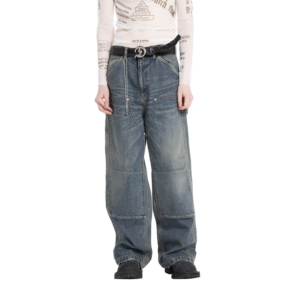 Vintage Washed Painter Denim Wide Pants