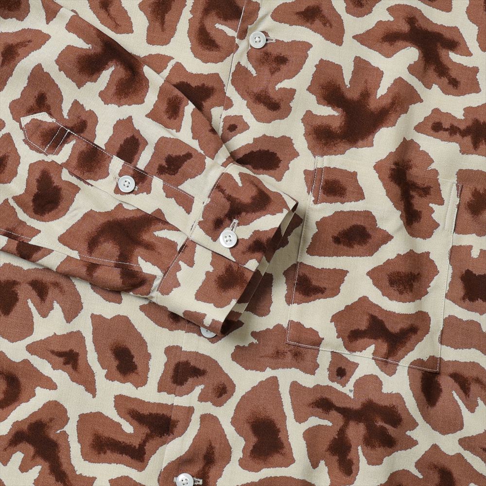 ORIGINAL PRINTED OPEN COLLAR SHIRTS (Giraffe) Long-sleeve