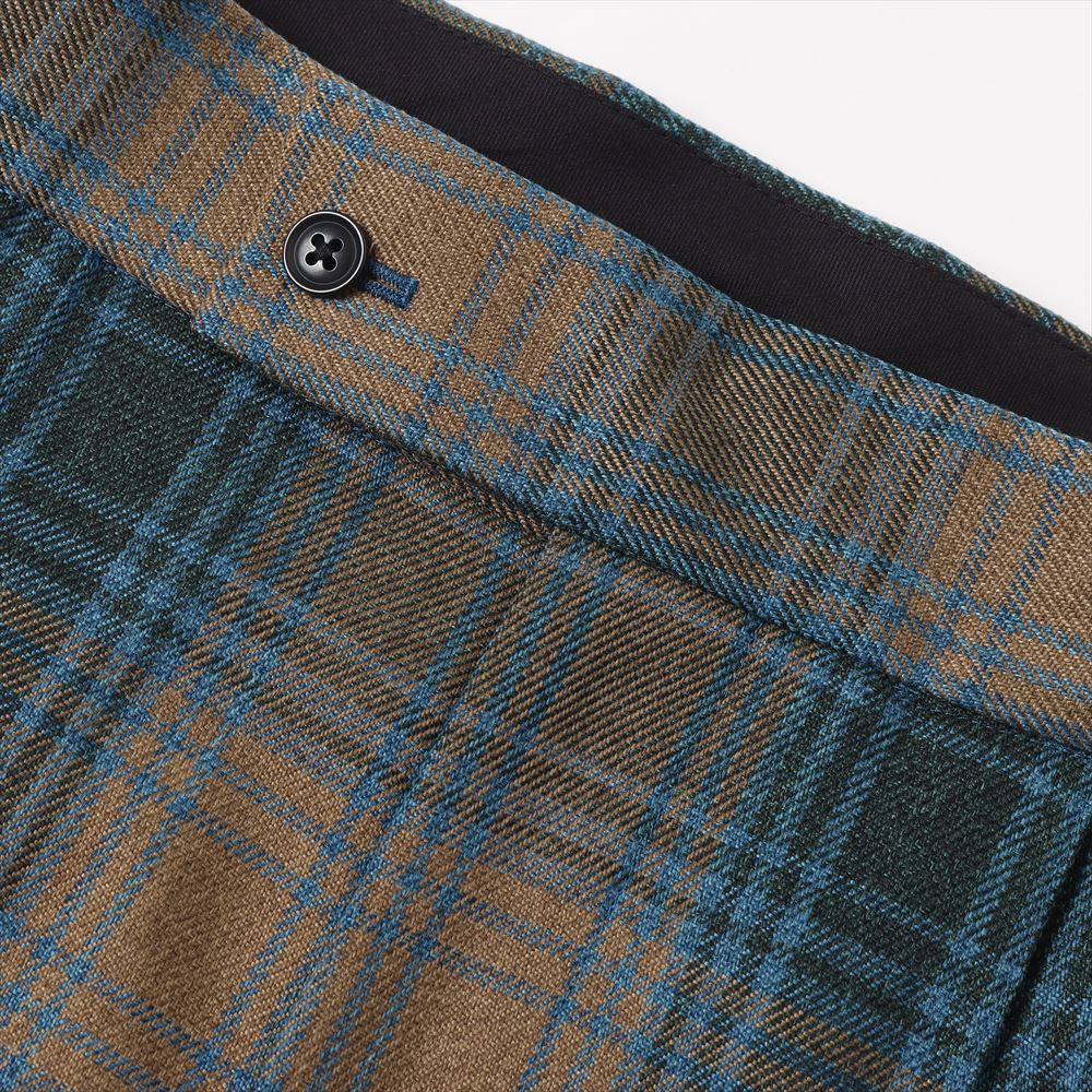 W.U. Tucked Side Tab Trouser - Poly Plaid Twill