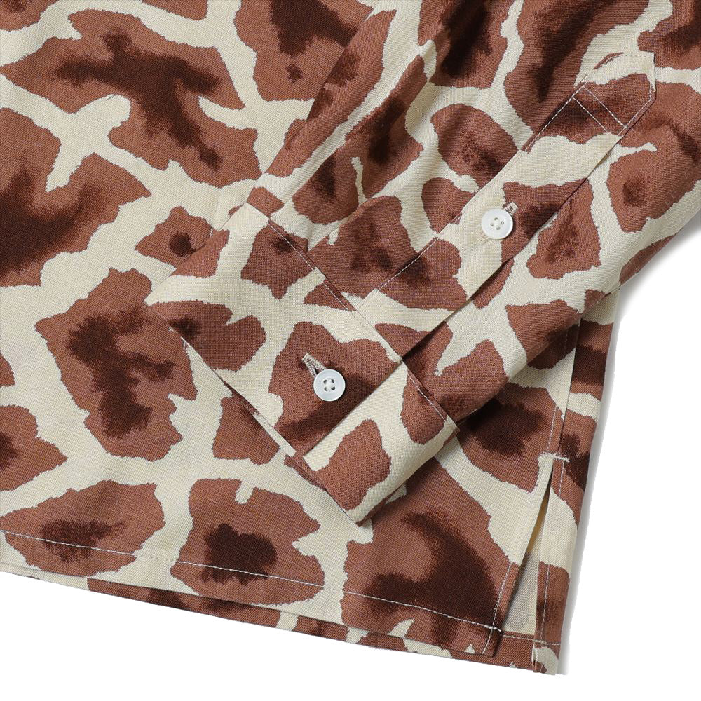ORIGINAL PRINTED OPEN COLLAR SHIRTS (Giraffe) Long-sleeve