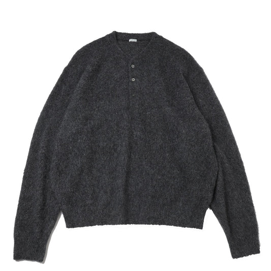 Cashmere Middle Gauge Henley Neck Sweater