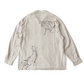 Original Print Open Collar Shirt (Animal Drawing) Long-Sleeve