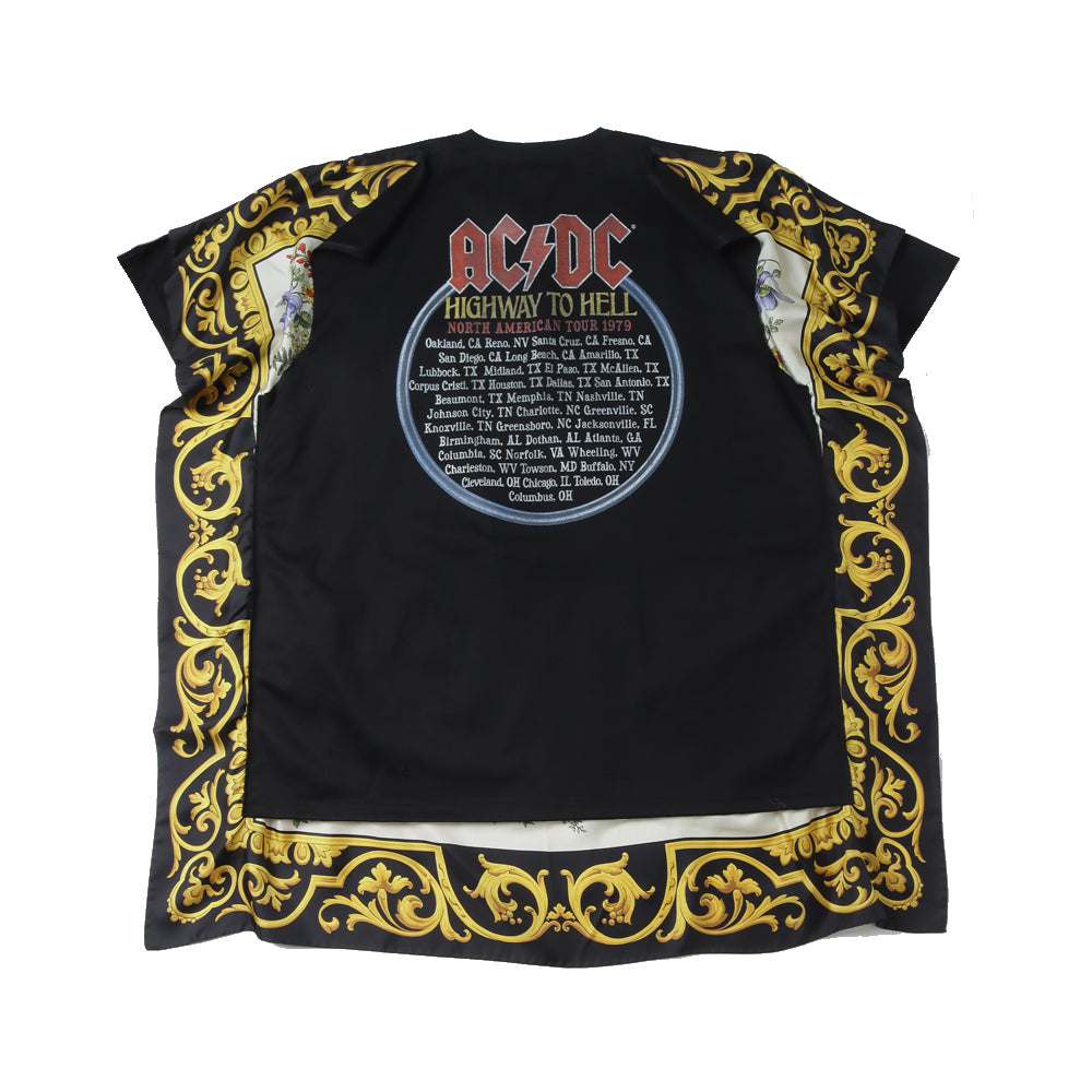 Cotton-filled jersey print AC/DC x silk scarf T001
