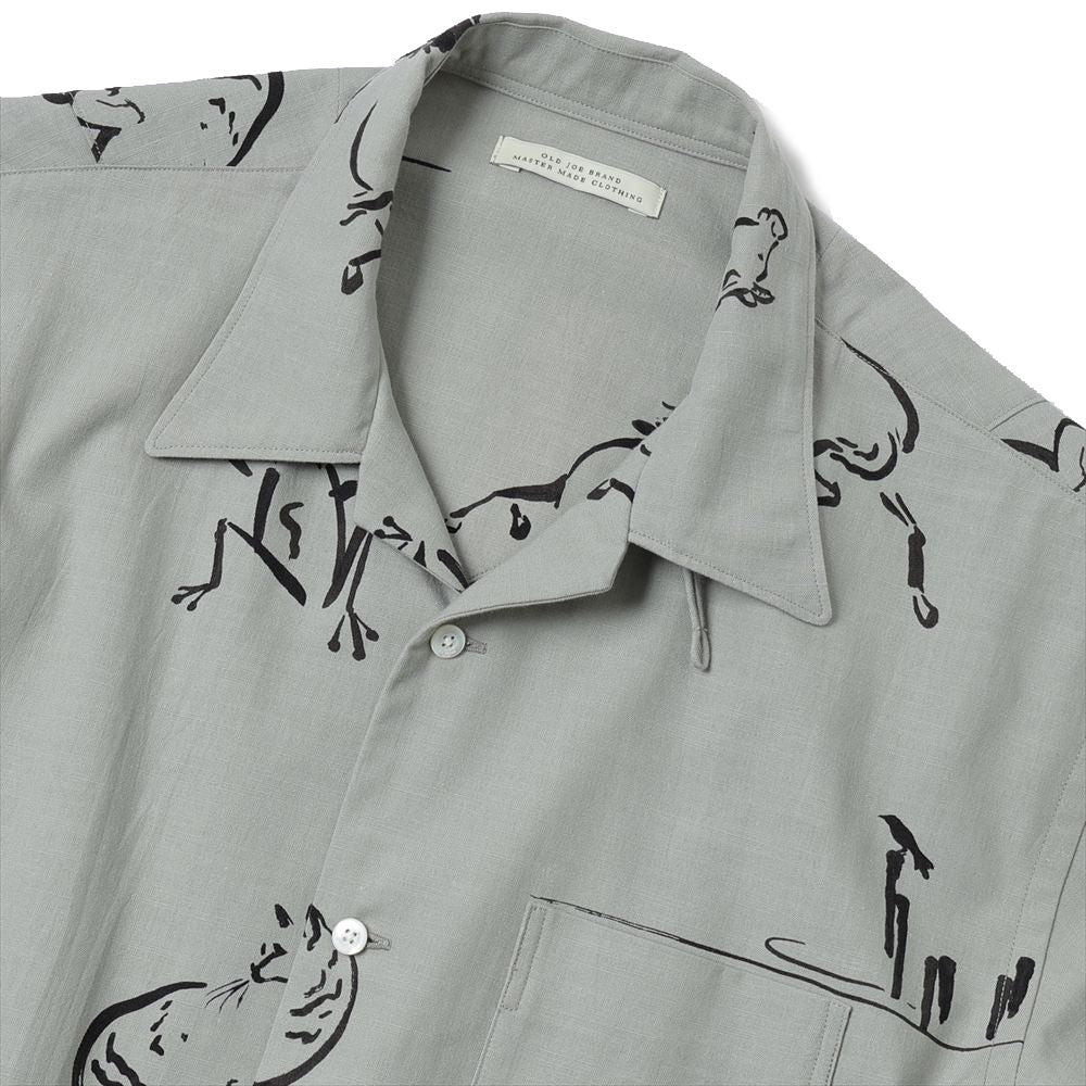 ORIGINAL PRINTED OPEN COLLAR SHIRTS (Animal Drawing) Long-sleeve
