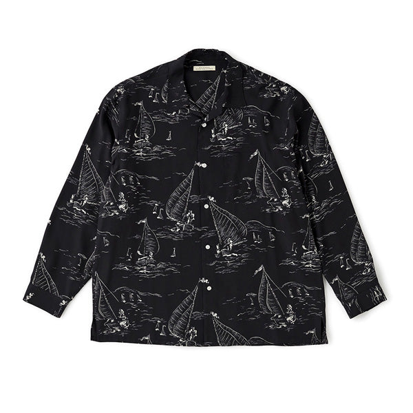 ORIGINAL PRINTED OPEN COLLAR SHIRTS(MARINE)L/S