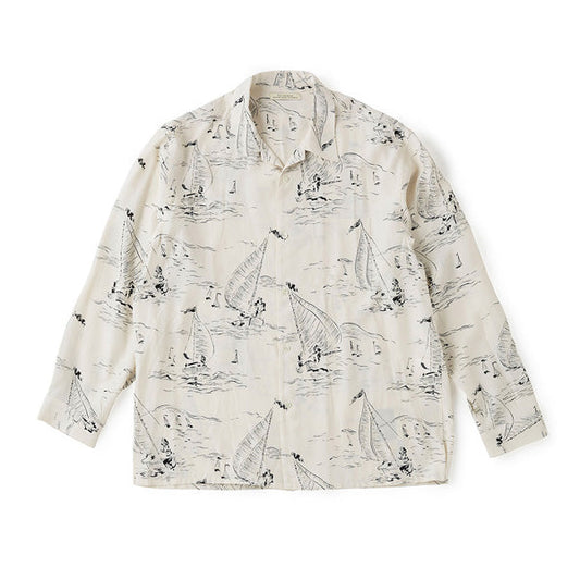 ORIGINAL PRINTED OPEN COLLAR SHIRTS(MARINE)L/S