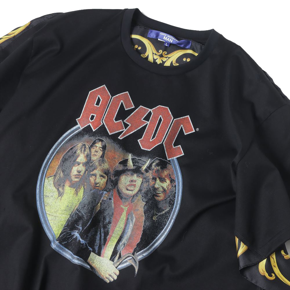 Cotton-filled jersey print AC/DC x silk scarf T001