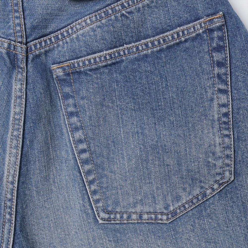 インディゴ スビンコットン 13.5oz バギーデニム(Medium Dark Blue Damage)