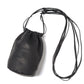 LEATHER BIG ROUND STRING POUCH