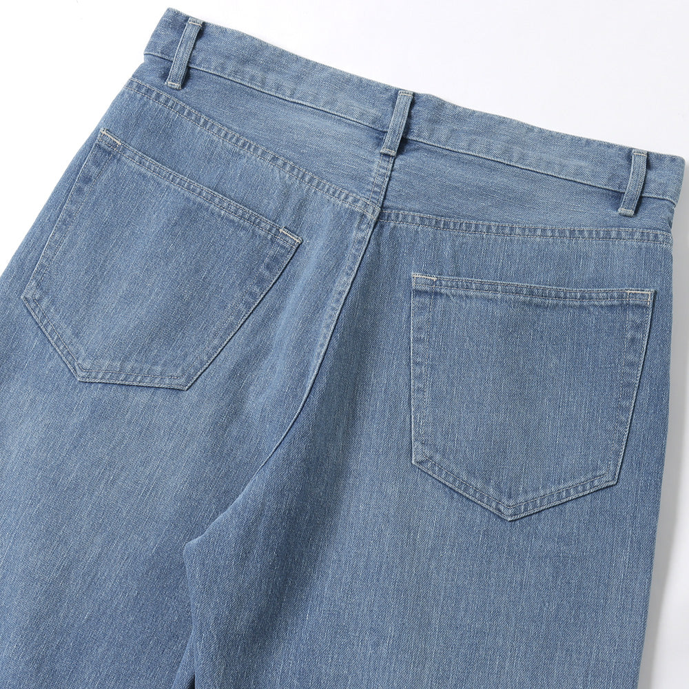 SELVEDGE FADED LIGHT DENIM WIDE PANTS