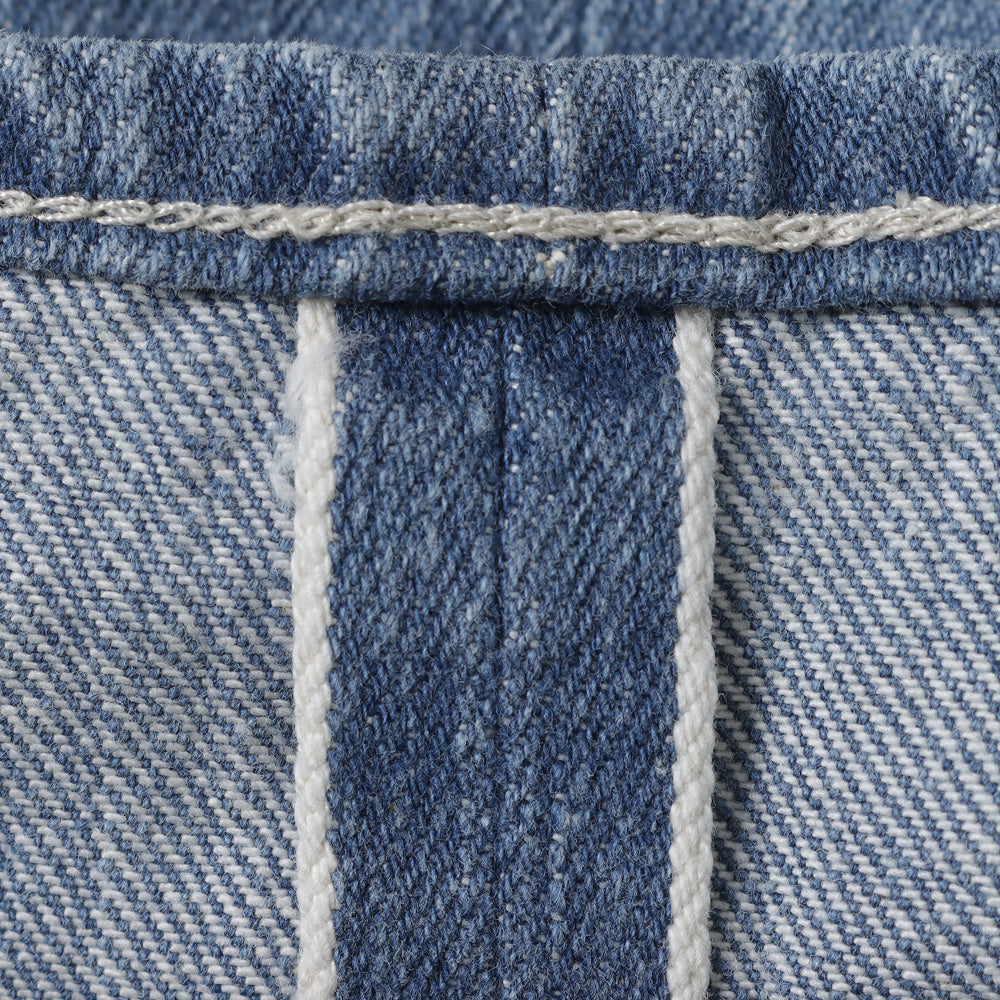 SELVEDGE FADED LIGHT DENIM WIDE PANTS