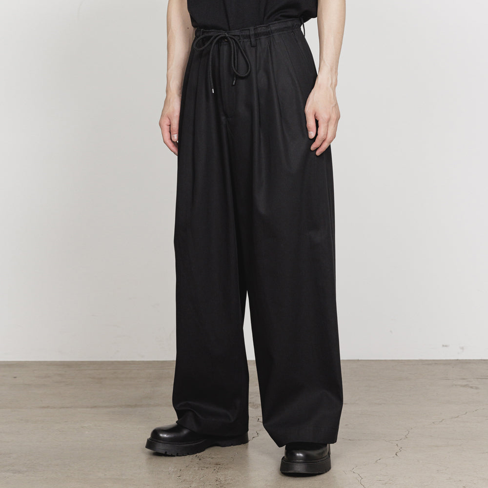 TRIPLE PLEATED EASY TROUSERS ORGANIC VOILE YARN TWILL