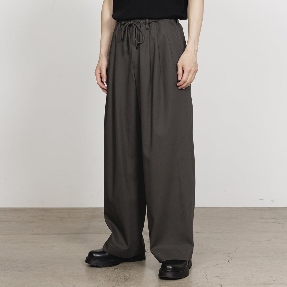 TRIPLE PLEATED EASY TROUSERS ORGANIC VOILE YARN TWILL