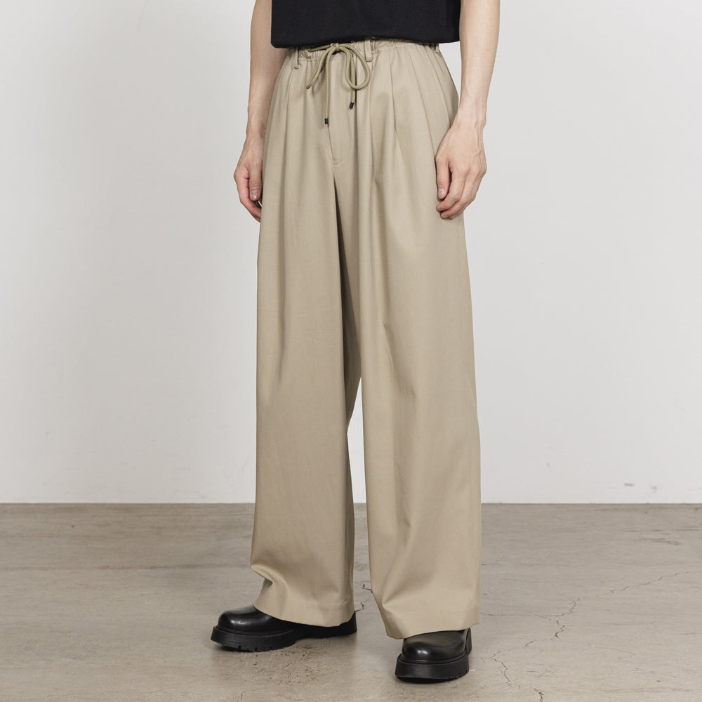 TRIPLE PLEATED EASY TROUSERS ORGANIC VOILE YARN TWILL