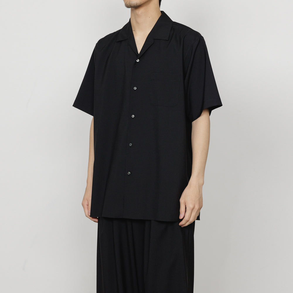 ITALIAN OPEN COLLAR S/S SHIRT ORGANIC WOOL 2/80 TROPICAL