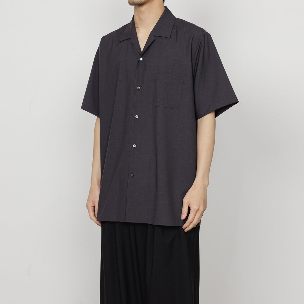 ITALIAN OPEN COLLAR S/S SHIRT ORGANIC WOOL 2/80 TROPICAL