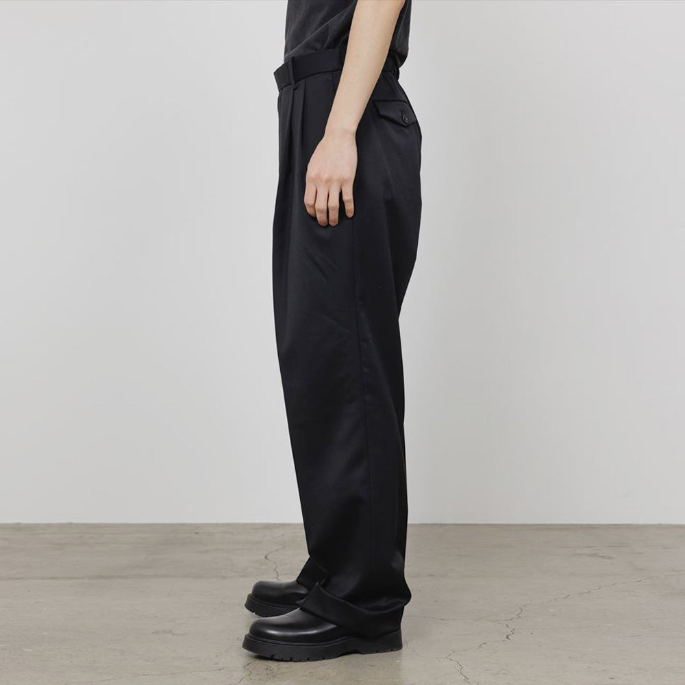 DOUBLE PLEATED WIDE TROUSERS ORGANIC WOOL GABARDINE