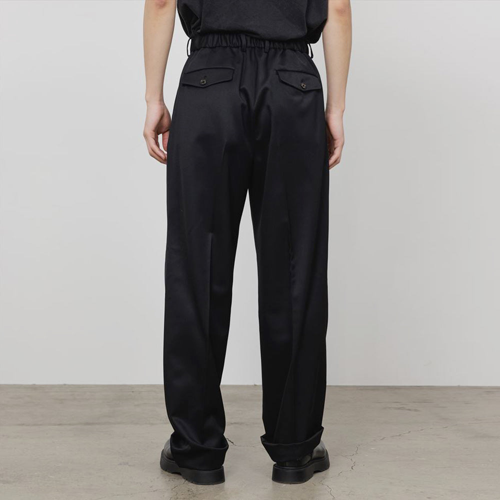 DOUBLE PLEATED WIDE TROUSERS ORGANIC WOOL GABARDINE