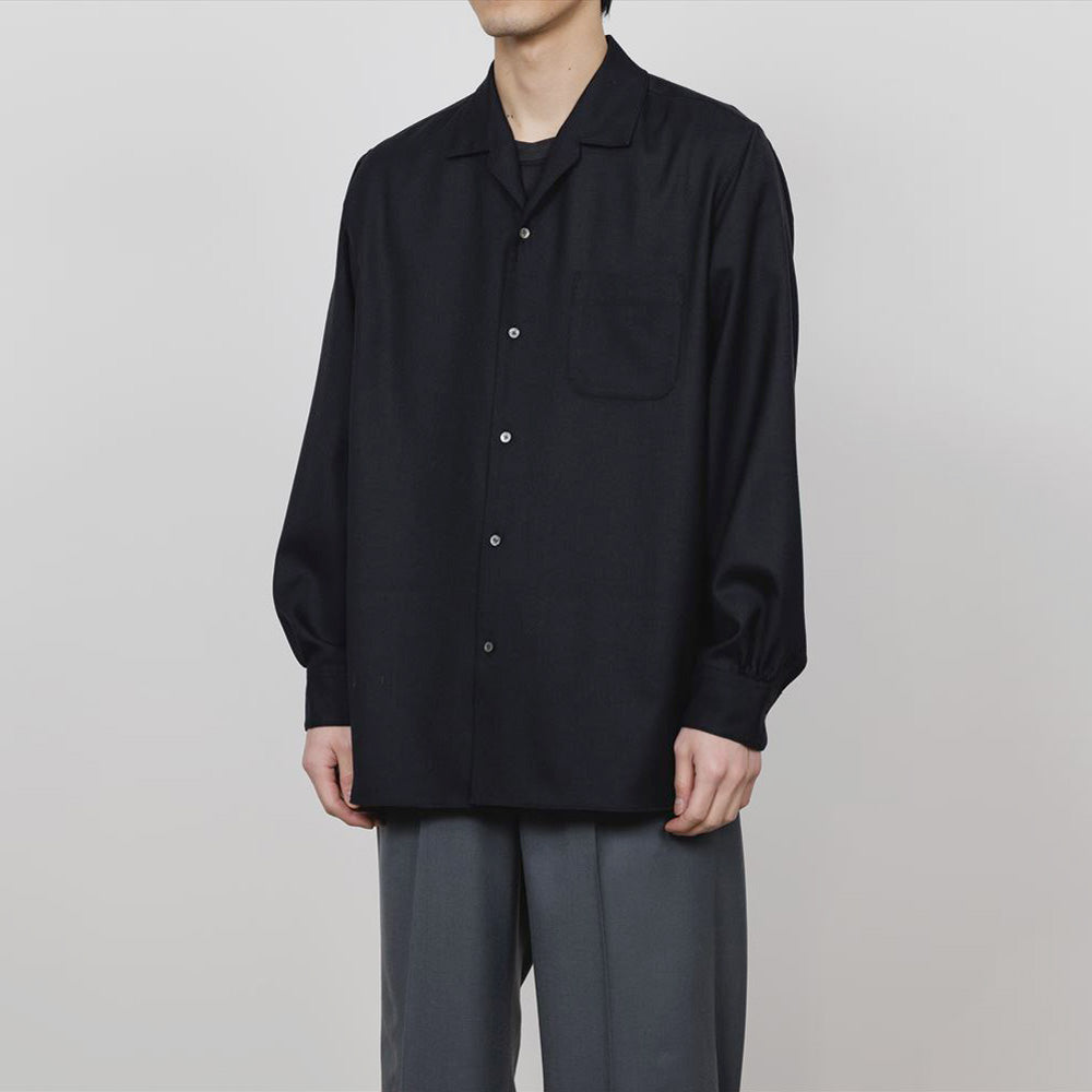 ITALIAN OPEN COLLAR SHIRT ORGANIC WOOL VIYELLA