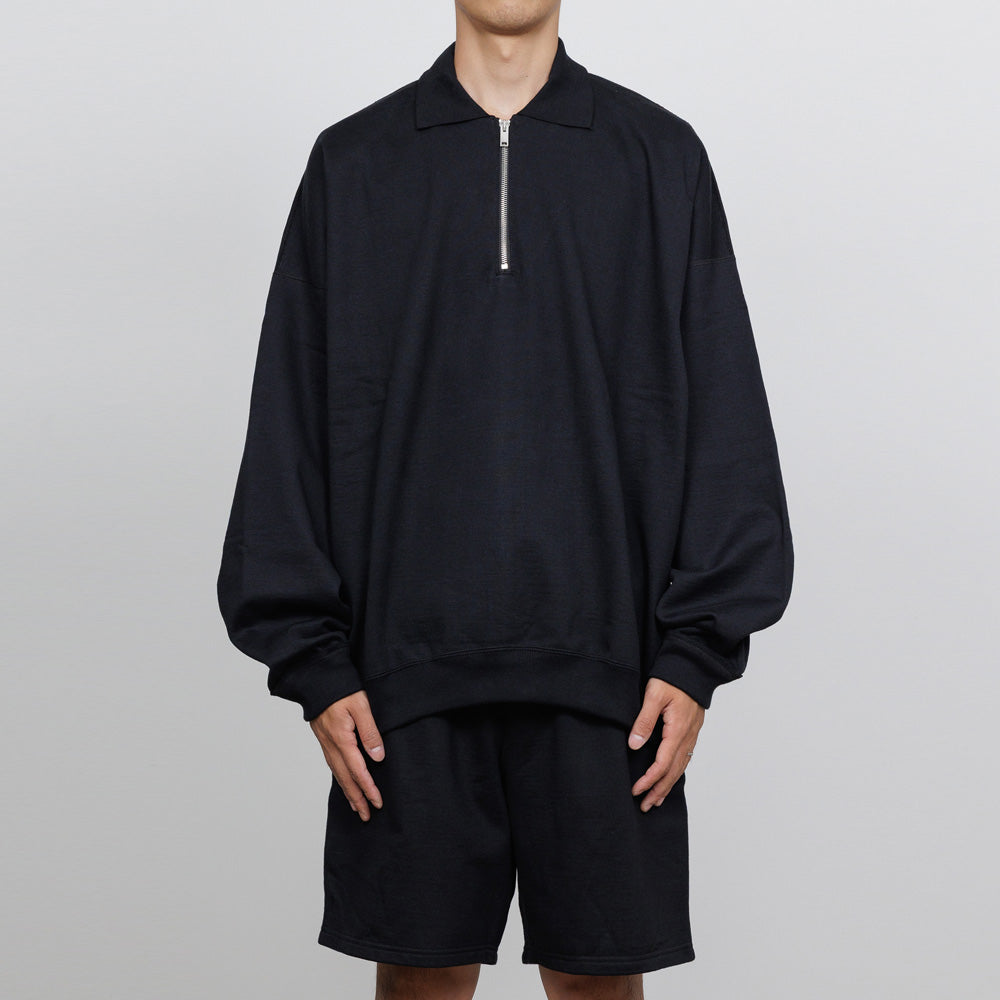 HALF ZIP POLO HUGE SWEAT ORGANIC COTTON HEAVY FLEECE