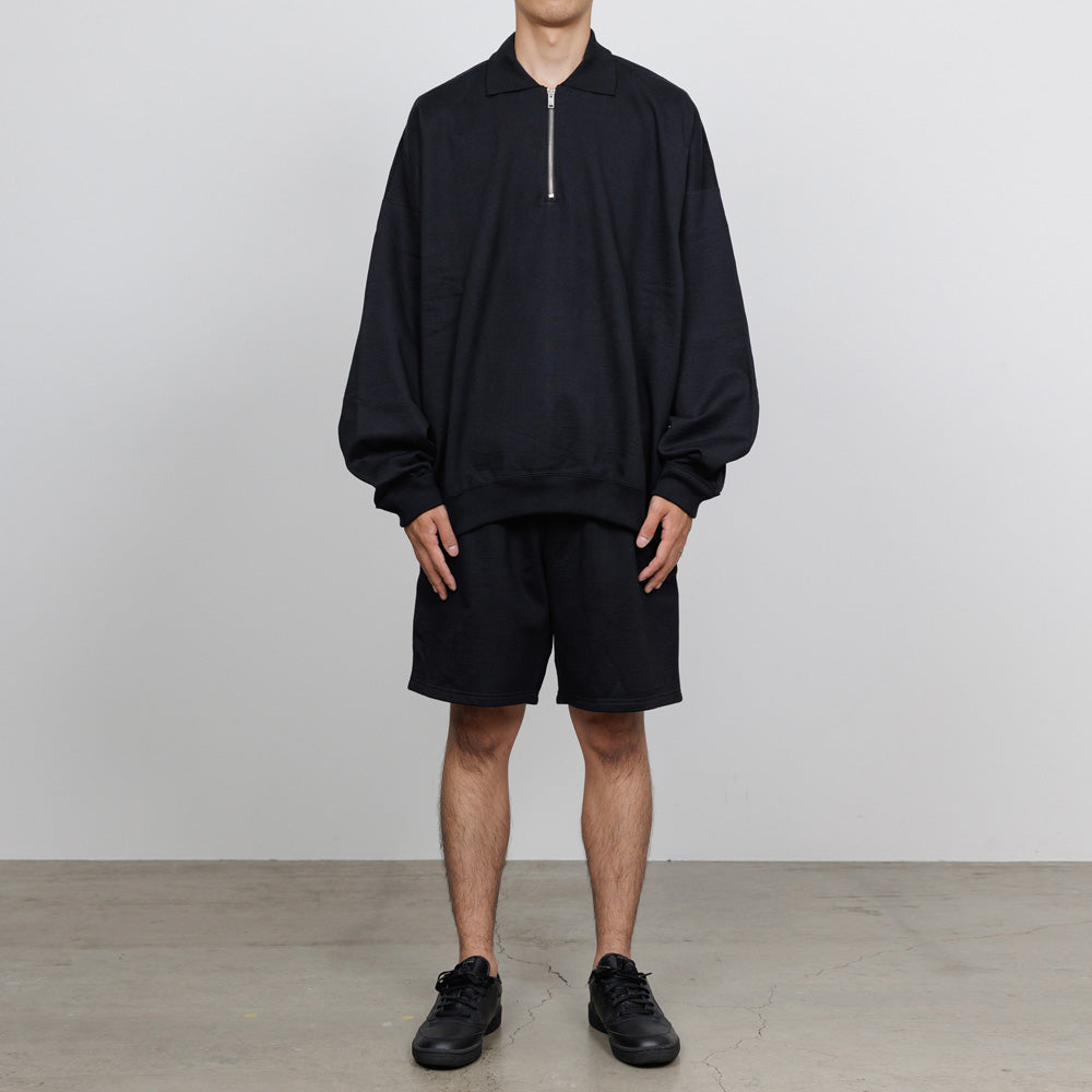 HALF ZIP POLO HUGE SWEAT ORGANIC COTTON HEAVY FLEECE