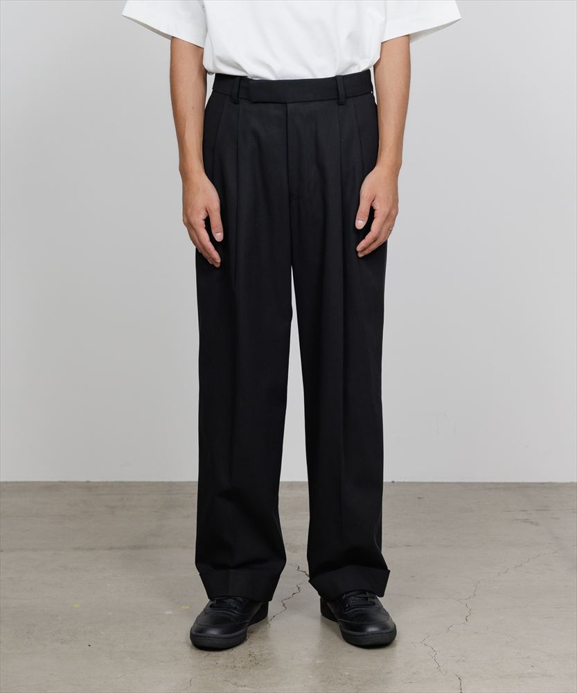 MARKAWARE - DOUBLE PLEATED WIDE TROUSERS ORGANIC WOOL GABARDINE