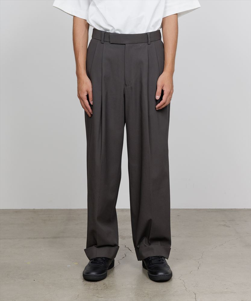 DOUBLE PLEATED SEMI EASY TROUSERS ORGANIC COTTON VOILE YARN TWILL