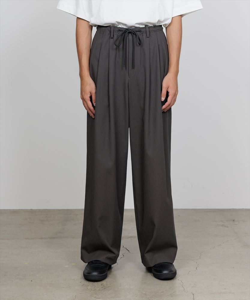 TRIPLE PLEATED EASY TROUSERS ORGANIC COTTON VOILE YARN TWILL