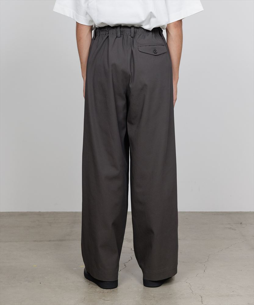 TRIPLE PLEATED EASY TROUSERS ORGANIC COTTON VOILE YARN TWILL
